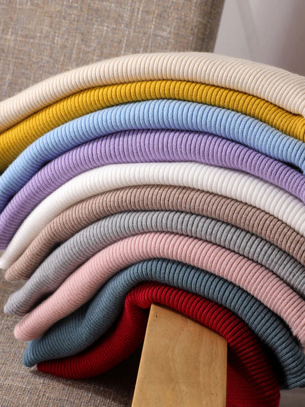 Long Sleeves Skinny Solid Color Split-Joint High Neck Sweater Tops - Image 28
