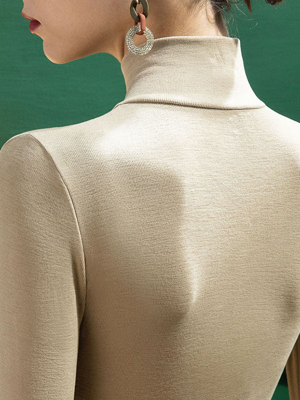 Long Sleeves Skinny Solid Color V-Neck T-Shirts Tops - Image 8