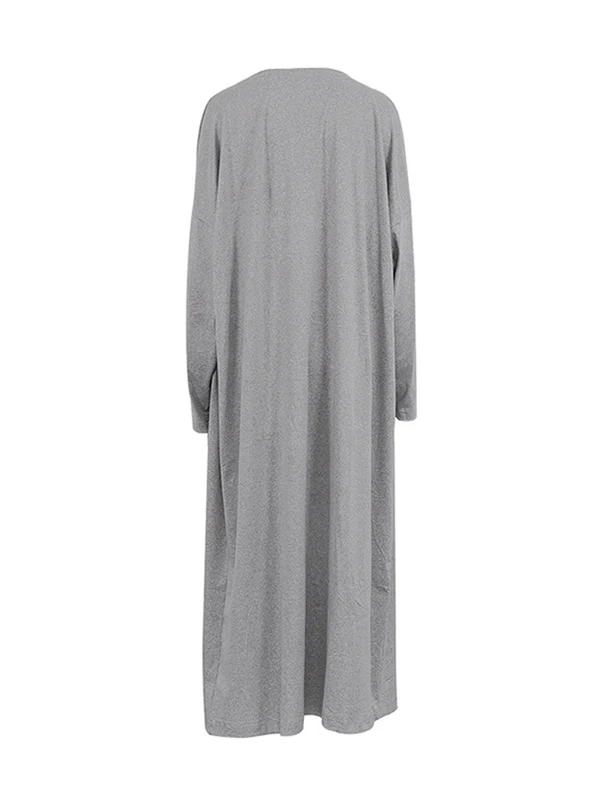 Long Sleeves Solid Color Round-Neck Inner Dress + Bodycon Outerwear Two Pieces Set - Image 16