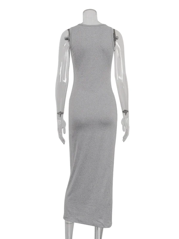 Long Sleeves Solid Color Round-Neck Inner Dress + Bodycon Outerwear Two Pieces Set - Image 18