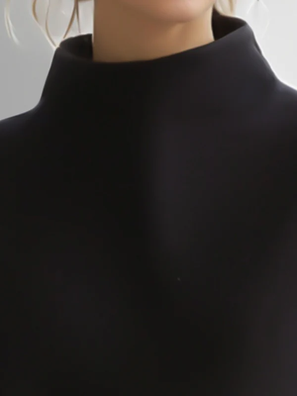 Long Sleeves Solid Color Split-Joint Round-Neck Sweatershirt - Image 2