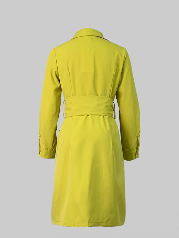 Long Sleeves Solid Color Tied Waist Deep V-Neck Mini Dresses - Image 3