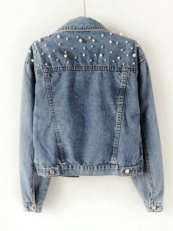 Long Sleeves Split-Joint Lapel Denim Jackets - Image 2