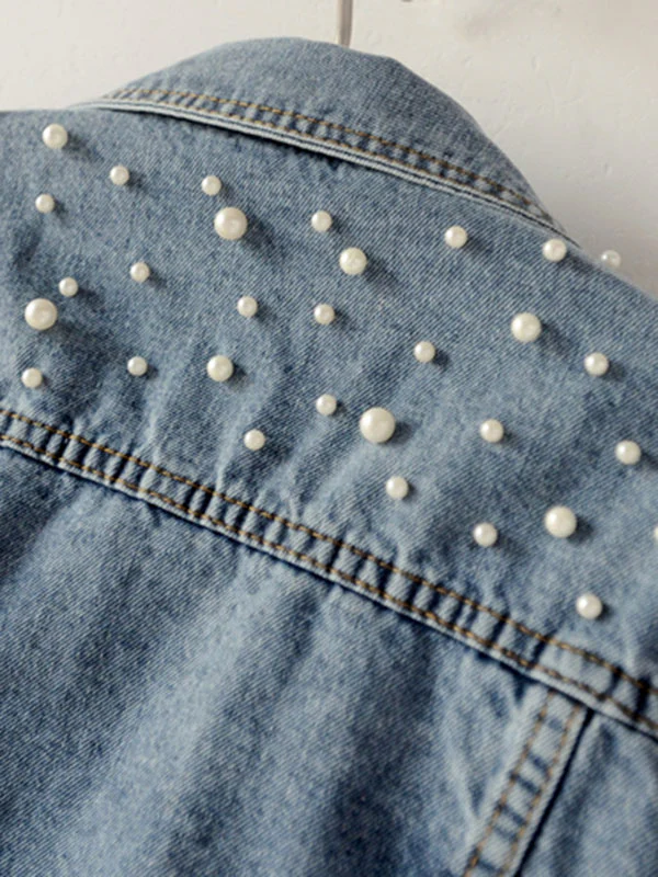 Long Sleeves Split-Joint Lapel Denim Jackets - Image 4
