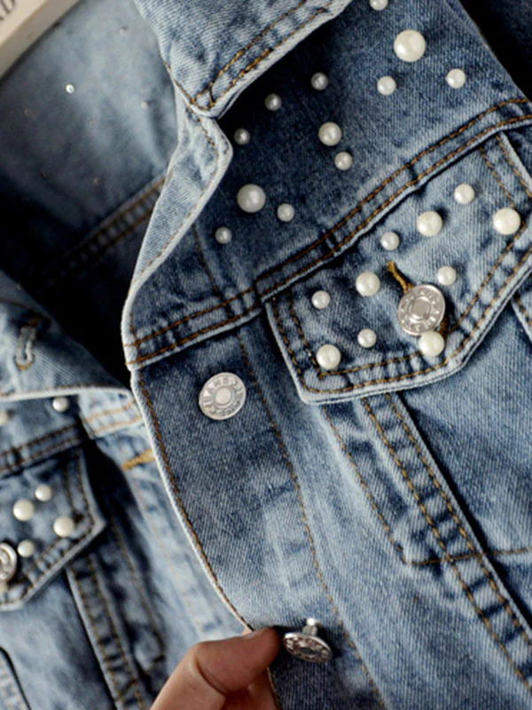 Long Sleeves Split-Joint Lapel Denim Jackets - Image 5