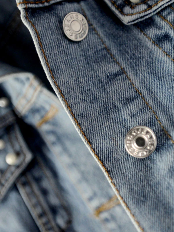 Long Sleeves Split-Joint Lapel Denim Jackets - Image 6