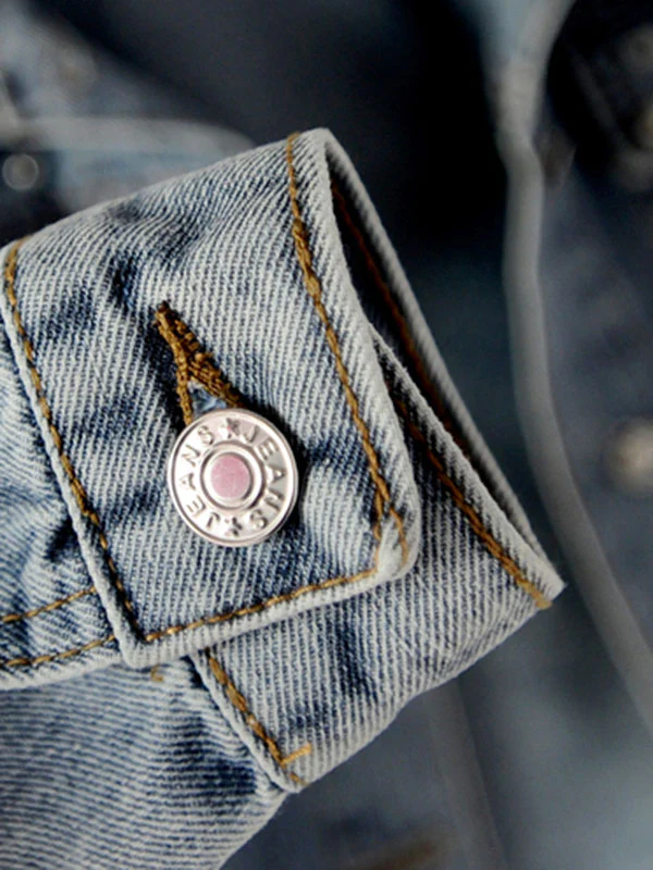 Long Sleeves Split-Joint Lapel Denim Jackets - Image 7