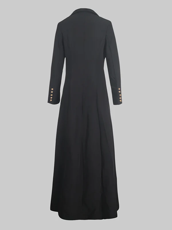 Long Sleeves Split-Joint Split-Side Notched Collar Outerwear - Image 6