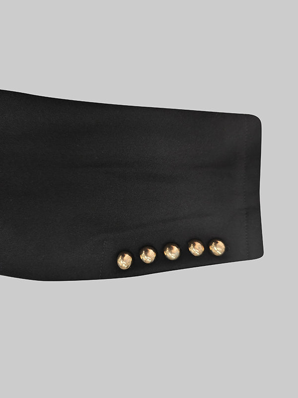 Long Sleeves Split-Joint Split-Side Notched Collar Outerwear - Image 8