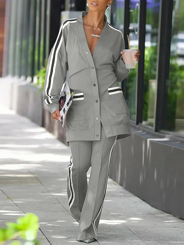 Long Sleeves Split-Joint V-Neck Outerwear - Image 2