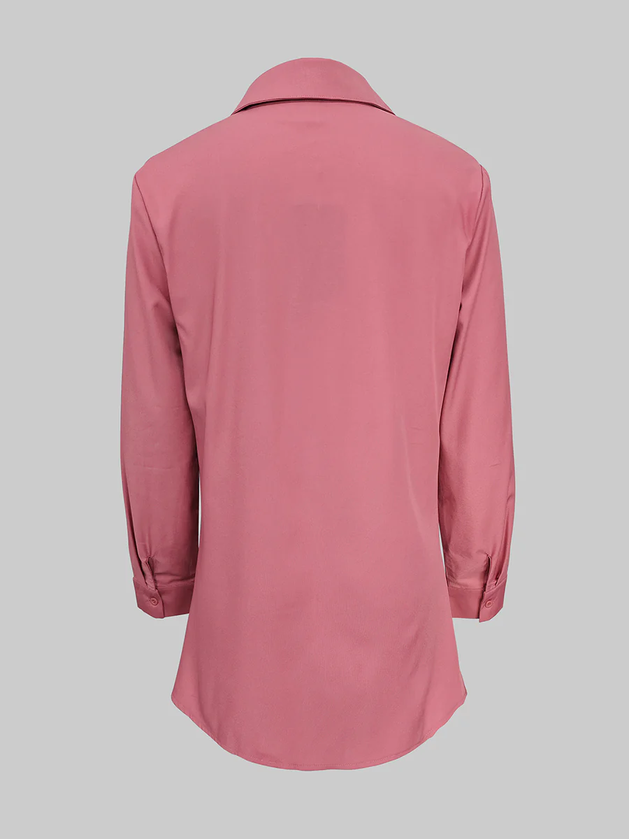 Long Sleeves Wrap Asymmetric Knot Pleated Lapel Blouses&Shirts Tops - Image 12