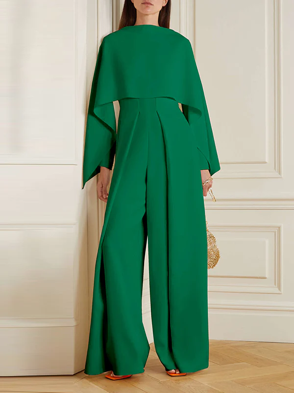 Long Sleeves Wrap Solid Color Zipper Jumpsuits - Image 3