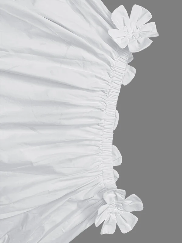 Loose Applique Solid Color Three-Dimensional Flower Off-the-shoulder Blouses&shirts Tops - Image 10