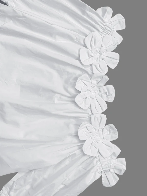 Loose Applique Solid Color Three-Dimensional Flower Off-the-shoulder Blouses&shirts Tops - Image 7