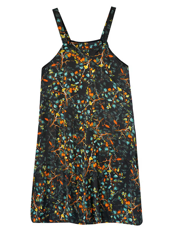 Loose Artistic Retro Ramie Cotton Floral Printed V-Neck Overalls - Image 9