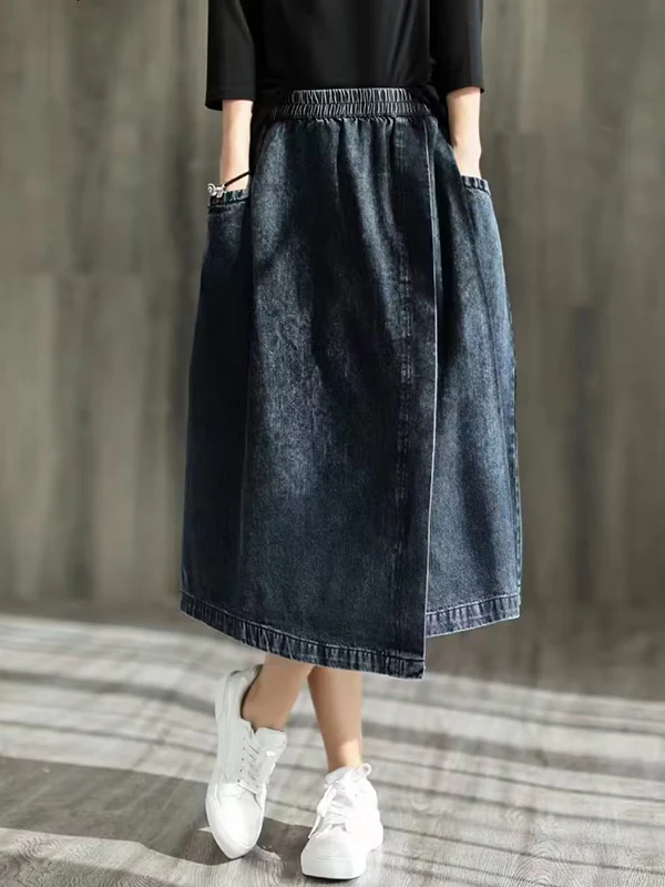 Loose Asymmetric Elasticity Split-Joint Skirts - Image 2