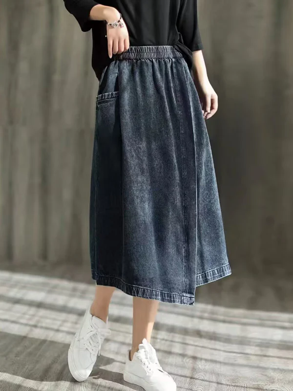 Loose Asymmetric Elasticity Split-Joint Skirts - Image 3