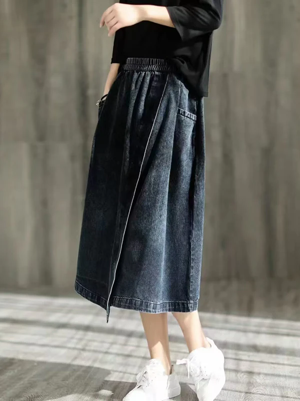 Loose Asymmetric Elasticity Split-Joint Skirts - Image 4