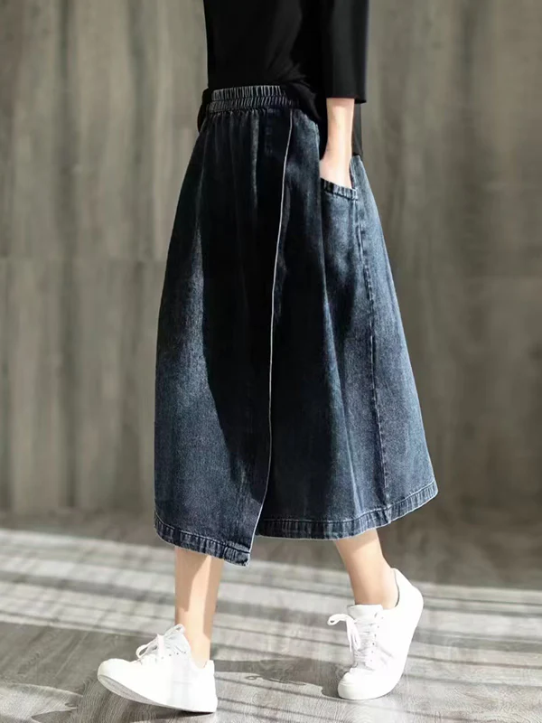 Loose Asymmetric Elasticity Split-Joint Skirts - Image 5