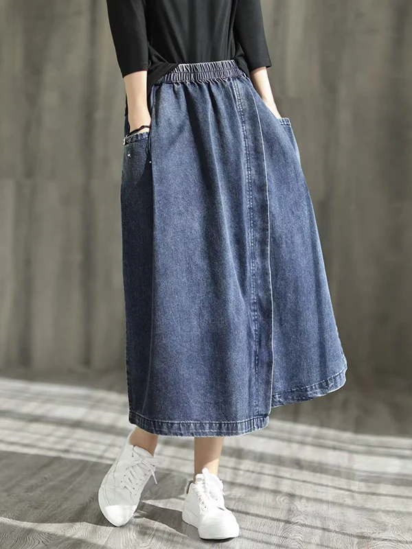 Loose Asymmetric Elasticity Split-Joint Skirts - Image 7