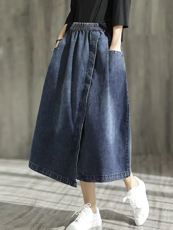 Loose Asymmetric Elasticity Split-Joint Skirts - Image 8