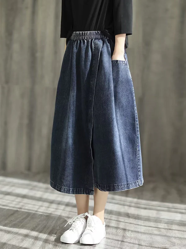 Loose Asymmetric Elasticity Split-Joint Skirts - Image 9