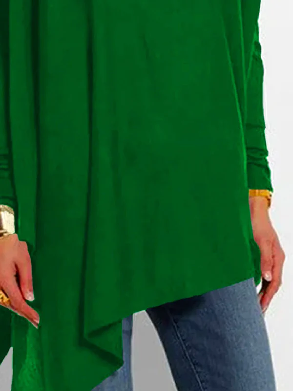 Loose Asymmetric Hollow Solid Color Cold shoulder Blouses&shirts Tops - Image 3