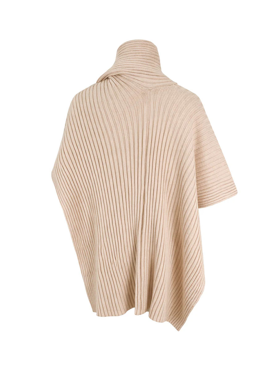 Loose Asymmetric Solid Color Split-Joint High Neck Sweater Tops - Image 11
