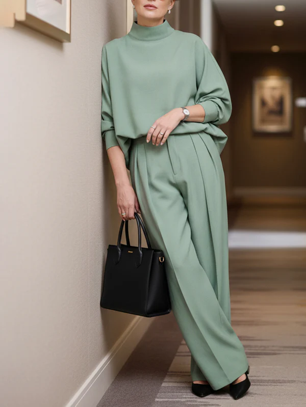 Loose Buttoned Pleated Solid Color Pants Trousers - Image 2