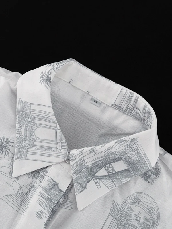 Loose Buttoned Printed Lapel Blouses Tops + Tied Bodycon Skirts Bottom Two Pieces Set - Image 10