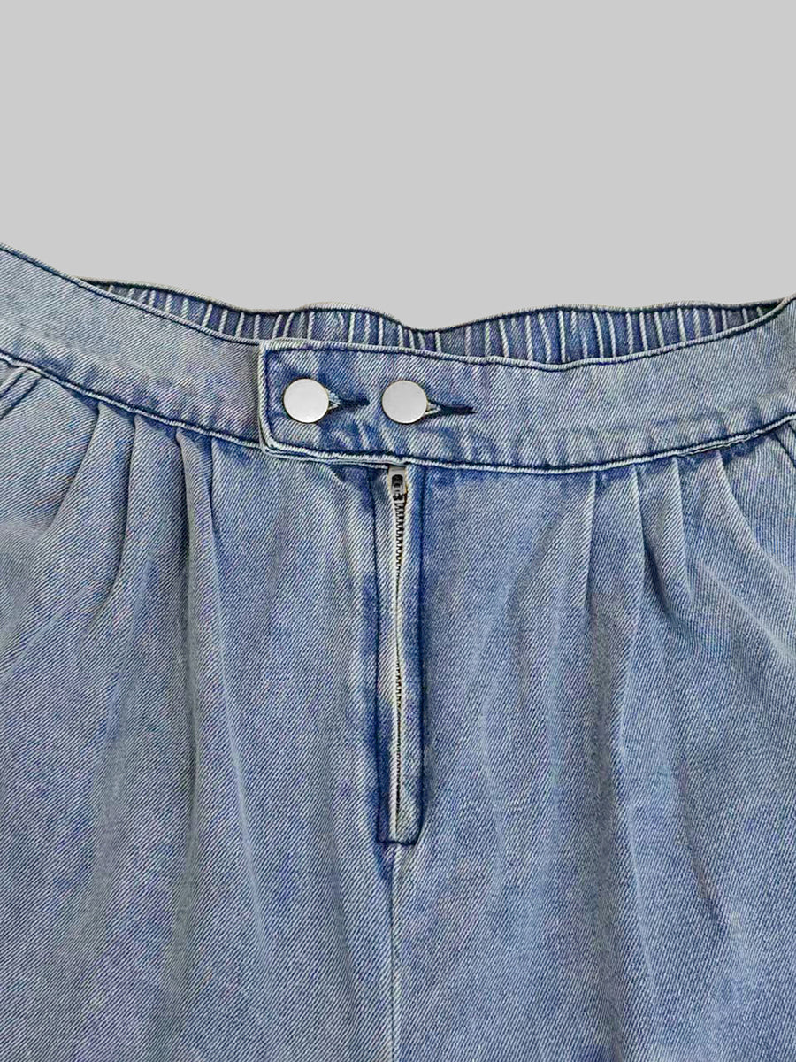 Loose Buttoned Solid Color Zipper Jean Pants Bottoms Knickerbockers Trousers - Image 6