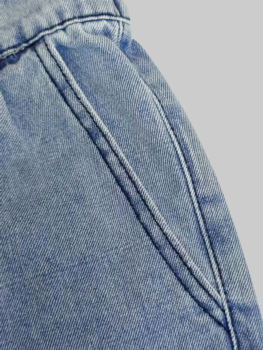 Loose Buttoned Solid Color Zipper Jean Pants Bottoms Knickerbockers Trousers - Image 8