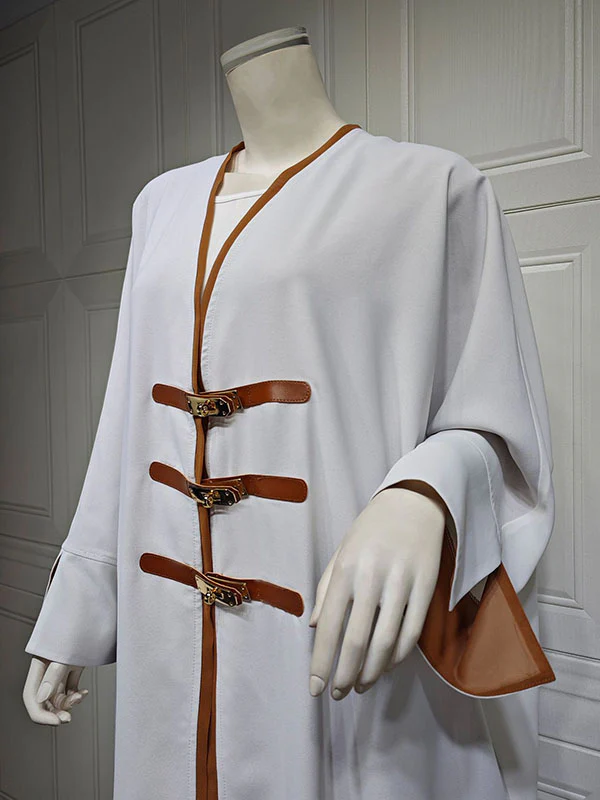 Loose Contrast Color Muslim Split-Joint V-neck Cover-Ups Tops Muslim Abaya - Image 12