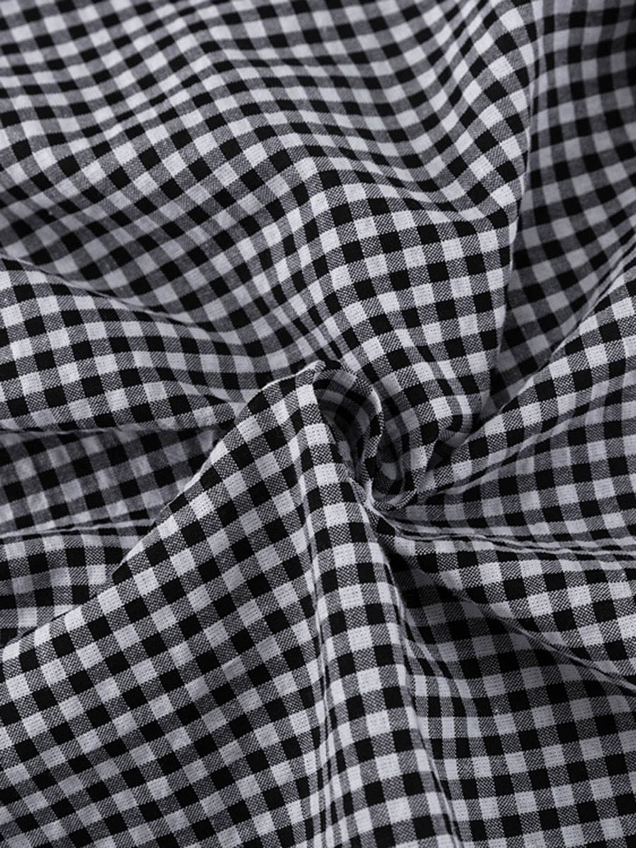 Loose  Contrast Color Plaid Ruffled Split-Joint  Long Sleeves Buttoned Lapel Blouses&Shirts Tops + Pants Two Pieces Set - Image 10