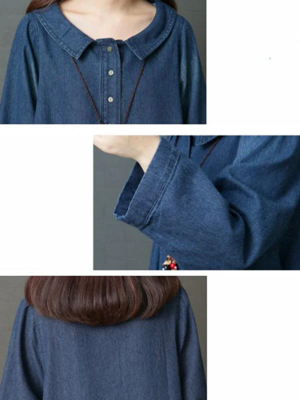 Loose Denim Shirt Maxi Dresses - Image 8