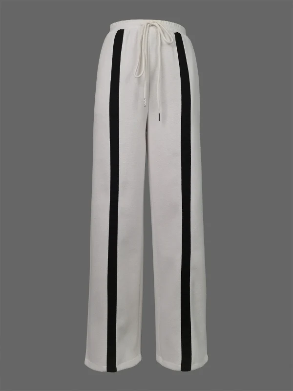 Loose Drawstring Striped Casual Pants Bottoms Trousers - Image 4