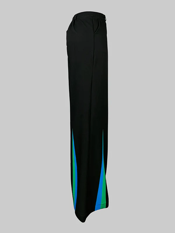 Loose Elasticity Pockets Printed Split-Joint Pants Trousers - Image 5