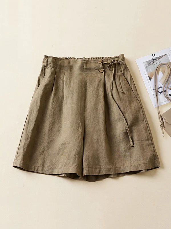 Loose Elasticity Solid Color Shorts Bottoms - Image 4