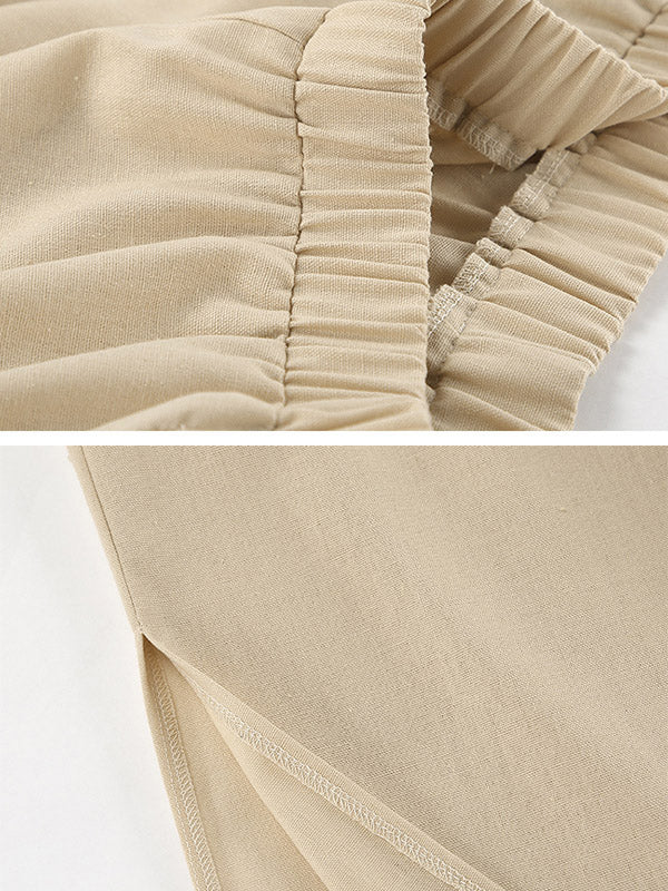 Loose Elasticity Solid Color Split-Joint Round-Neck Vest + High Waisted Split-Side Pants Two Pieces Set - Image 13
