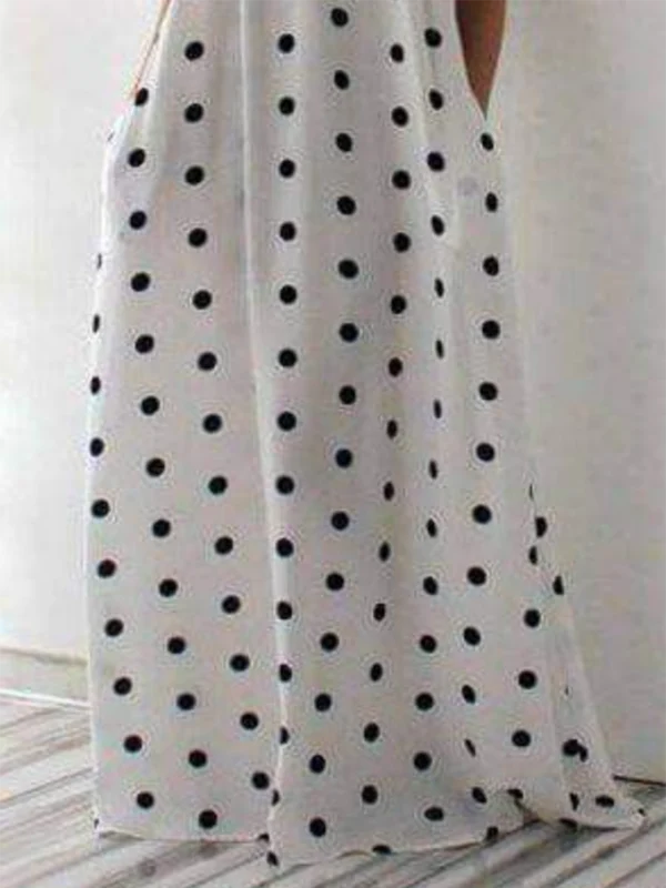 Loose Falbala Polka-Dot Off-The-Shoulder Maxi Dresses - Image 3