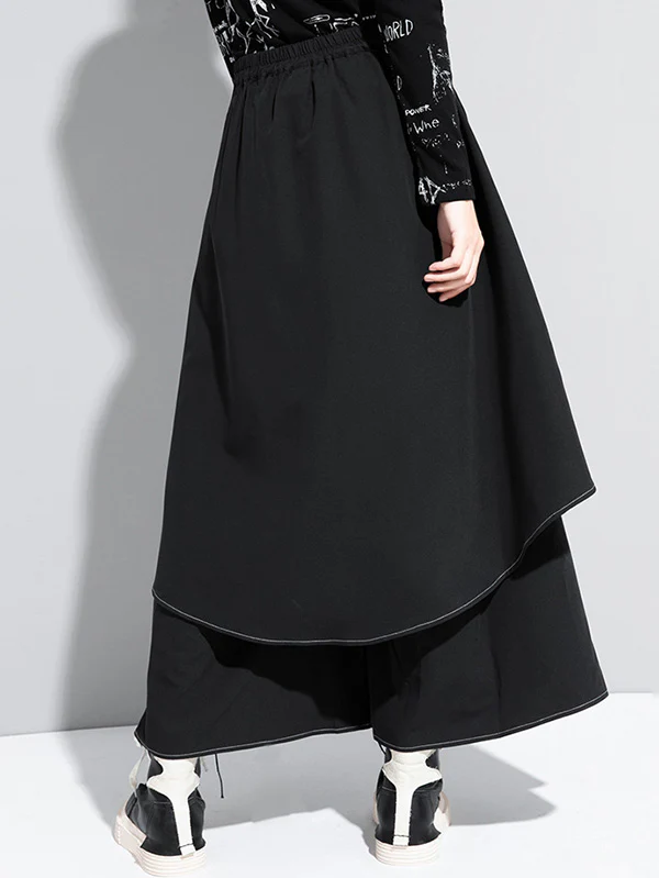 Loose False-Two Split-Joint Wide-Leg Pants - Image 7