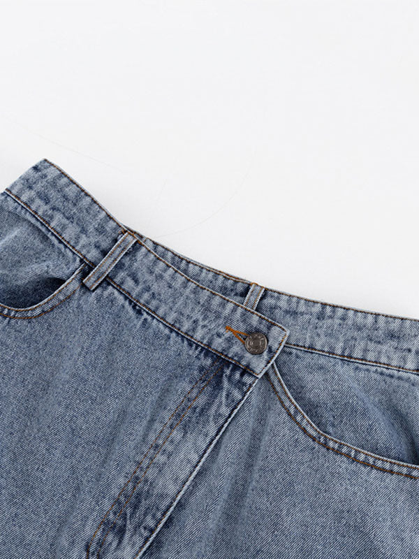 Loose Fringed Split-Front Denim Skirts Bottoms - Image 7