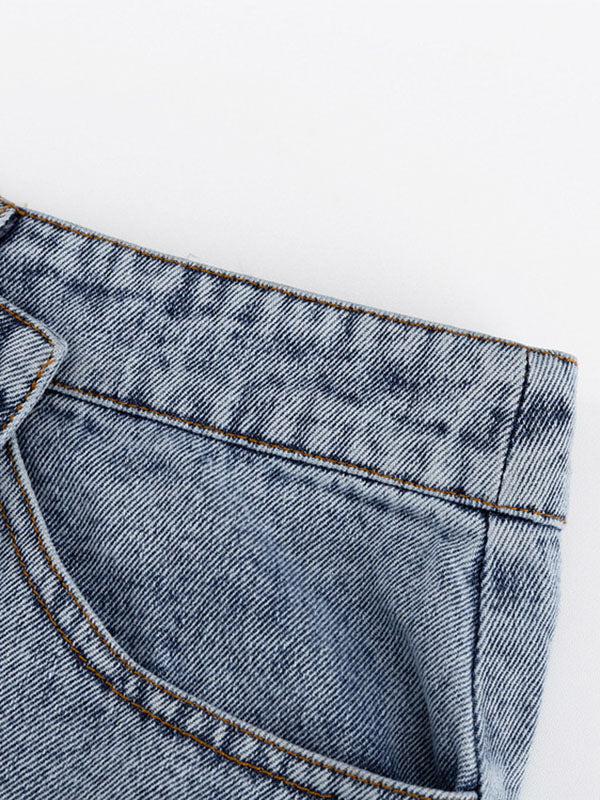Loose Fringed Split-Front Denim Skirts Bottoms - Image 8