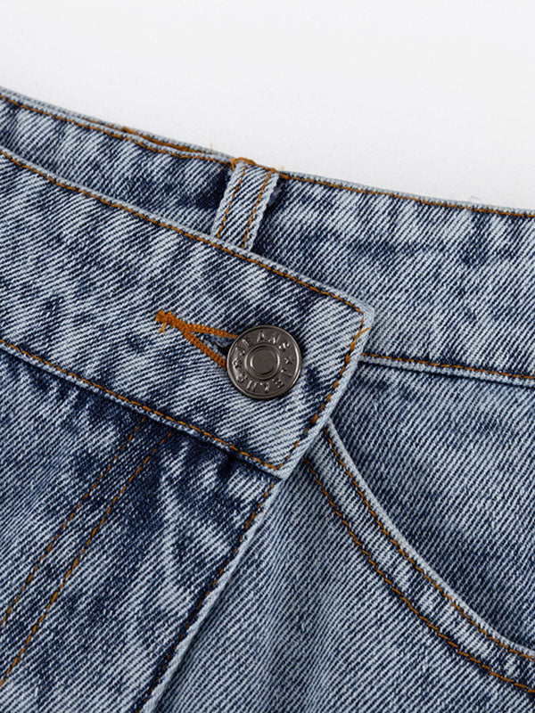 Loose Fringed Split-Front Denim Skirts Bottoms - Image 9
