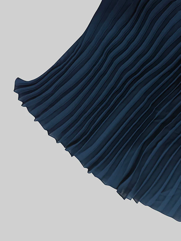 Loose Gauze Pleated Solid Color Tiered Off-The-Shoulder Evening Dresses Maxi Dresses - Image 10