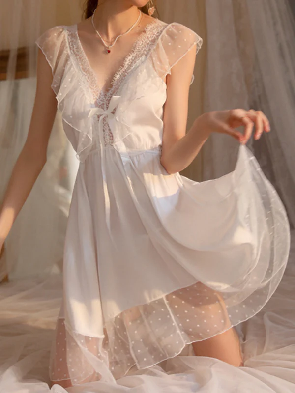 Loose Gauze Split-Joint Deep V-Neck Intimates&Pajamas - Image 6