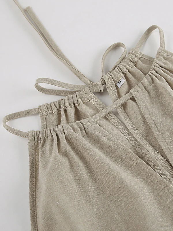 Loose Hollow Split-Joint Halter-Neck Vest + Elasticity High Waisted Pants Trousers Two Pieces Set - Image 14