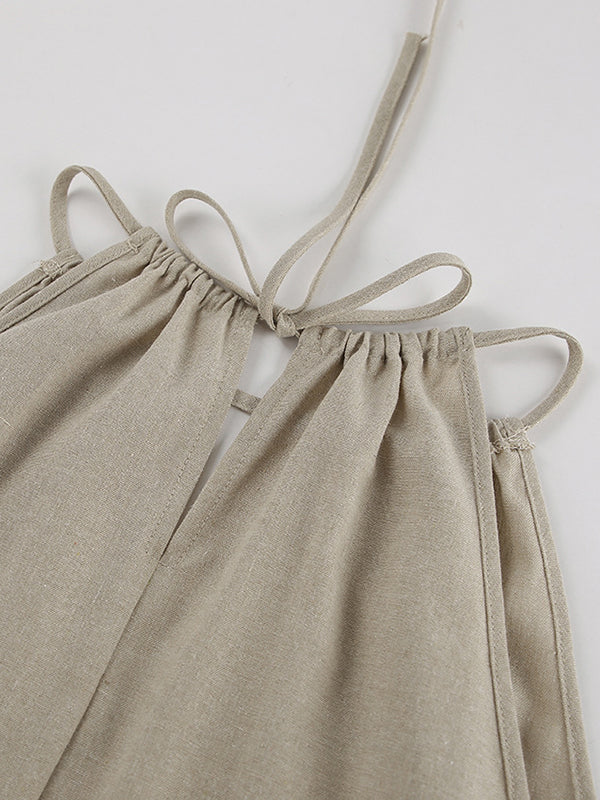 Loose Hollow Split-Joint Halter-Neck Vest + Elasticity High Waisted Pants Trousers Two Pieces Set - Image 15