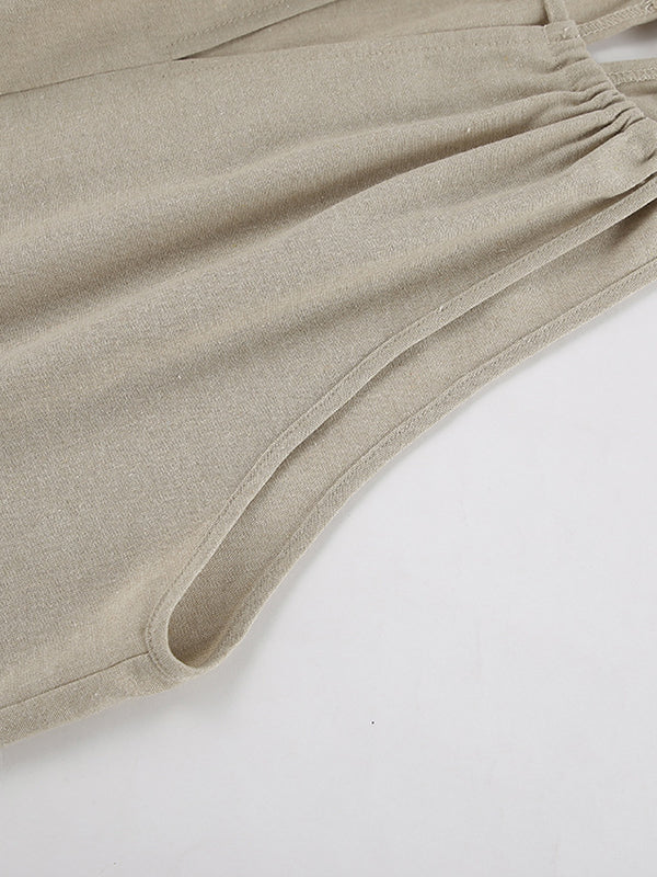 Loose Hollow Split-Joint Halter-Neck Vest + Elasticity High Waisted Pants Trousers Two Pieces Set - Image 21