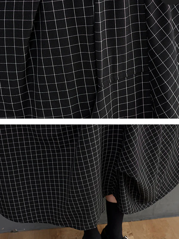 Loose Irregular Clipping Plaid Asymmetric Elasticity Skirts Bottoms - Image 10